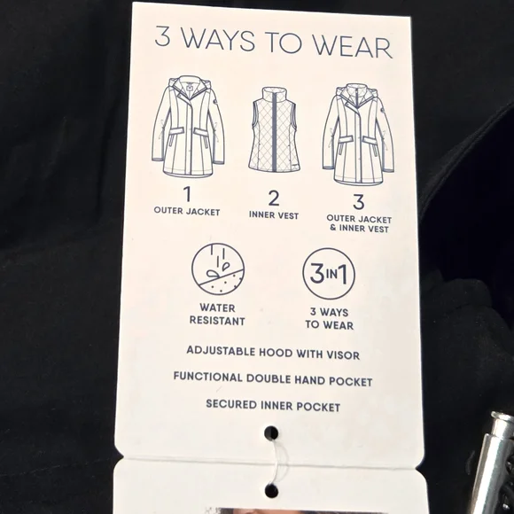 Lands' End Women's Black 3-in-1 Jacket System NEW With Tags Size XL - Picture 9 of 16